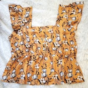 4/$20 🦋 XL Unbranded Yellow Flower Flowy Top